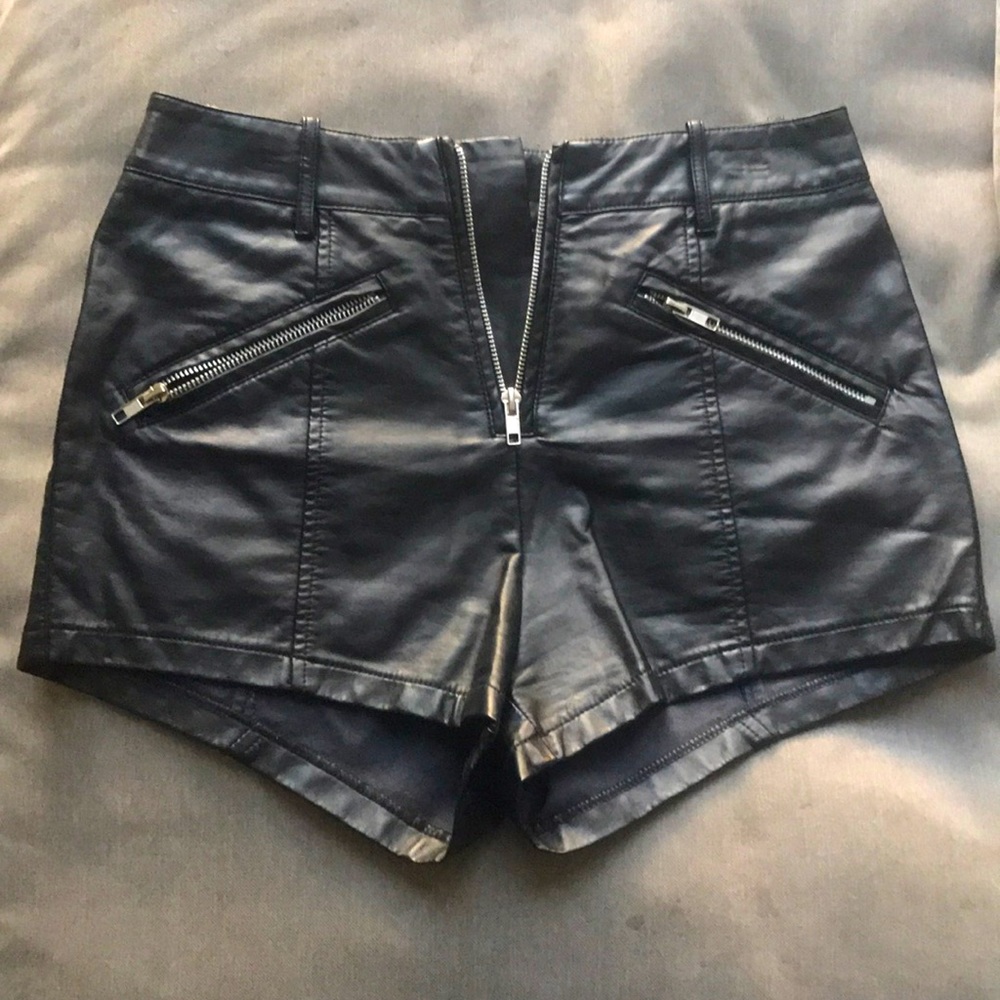ANGL Black ‘Leather’ Shorts